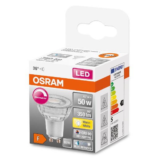 [OSR613089] Spot PAR16 SuperStar+ LED 36° verre variable 4,7W=50 GU10 chaud - 613089