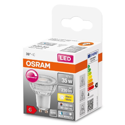 [OSR613041] Spot PAR16 SuperStar+ LED 36° verre variable 3,7W=35 GU10 chaud - 613041