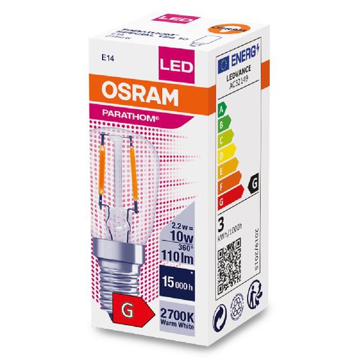 [OSR616912] Osram LED FIL Parathom T26 10 Claire 827 E14 2,2W Verre - 616912