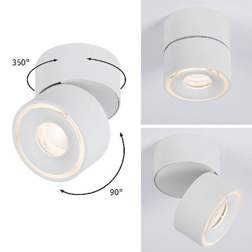 [PAU93373] Kit lum en saillie Spircle 8W 36° 3000K 230/40V blanc dépoli/Alu