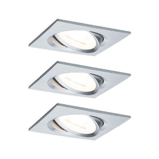 [PAU93474] Kit enc Nova carré noir LED 3 nivgrad 3x6,5W 230V GU10 51mm Alu tourné/Alu