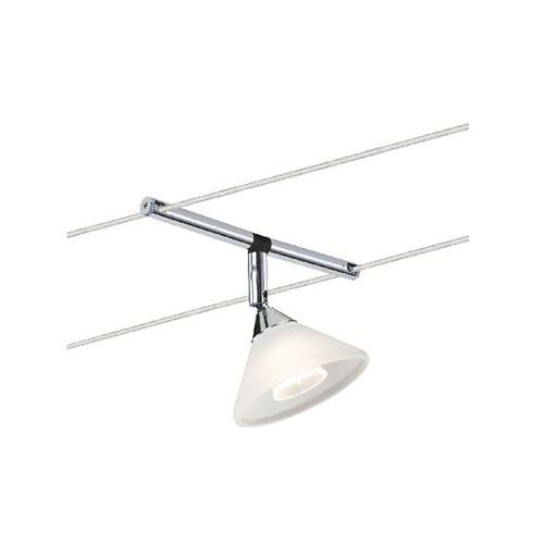 [PAU94138] Wire System Spots Colmar max. 1x10W GU4 Chrome / satiné 12V Métal/Verre