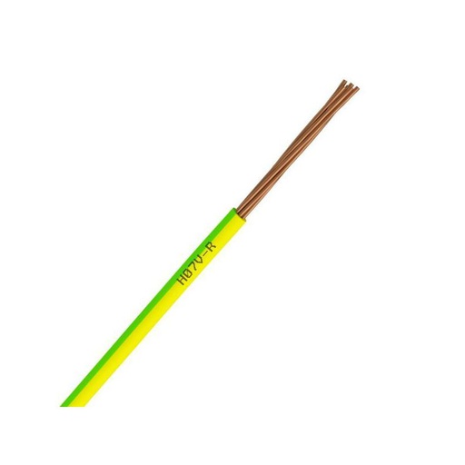 [CAB-103VJ/1] Fil Électrique H07 VR 6 mm² Rigide Vert-Jaune - Prix au m