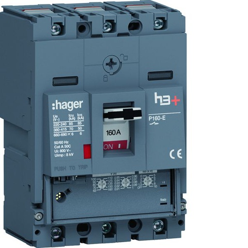 [HAG-HES160GC] Disjoncteur Boitier Moulé h3+ P160 LSNI 3P In160A Icu70kA à cage HES160GC