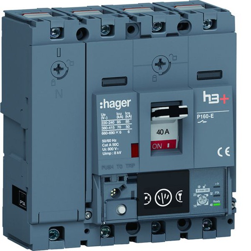 [HAG-HES041NC] Disjoncteur Boitier Moulé h3+ P160 ENERGY 4P4D In40A Icu70kA à cage HES041NC
