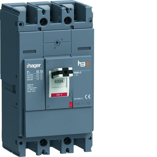 [HAG-HCW630AR] Interrupteur à déclenchement libre boitier moulé h3+ P630 3P In630A à plage HCW630AR