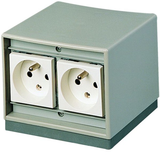 [HAG-TEHASOL506] Borne équipée standard de 4 prises 2P + T10/16A h90mmxl110mmxp110mm gris clair TEHASOL506