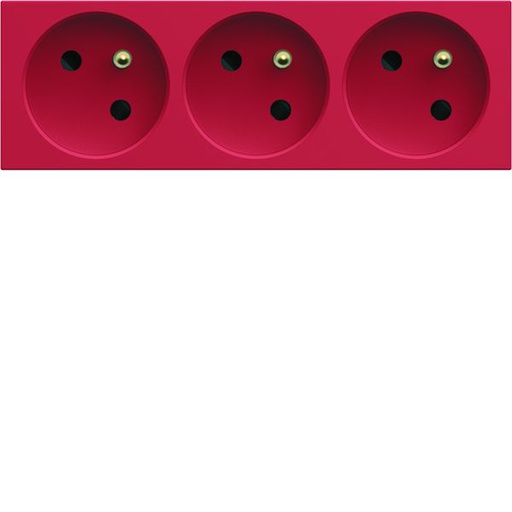 [HAG-WXF423R] Prise de courant triple speciale goulotte gallery 2P+T 16A rouge WXF423R