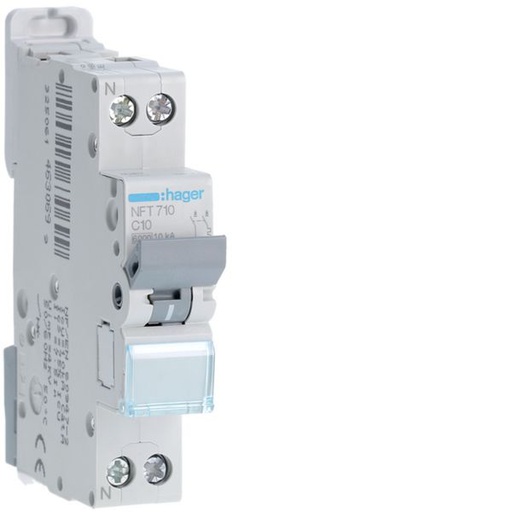 [HAG-NFT710] Disjoncteur 10A 1P+N 6-10kA Courbe C 1module NFT710