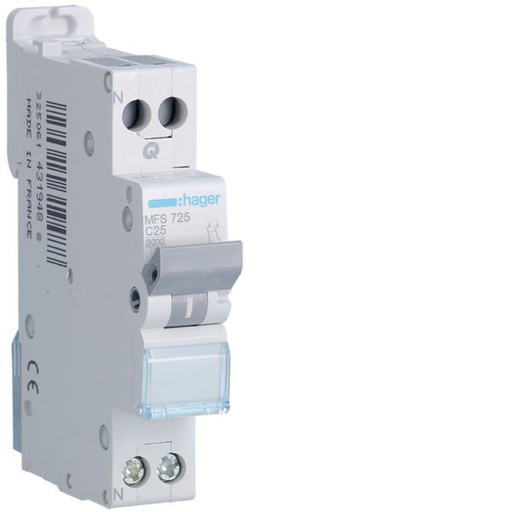 [HAG-MFS725] Disjoncteur Phase+ Neutre 25A 3kA Courbe C connexion automatique SanVis 1 Module MFS725