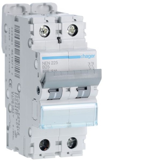 [HAG-NEN225] Disjoncteur 25A 2P 6-10kA Courbe B 2modules NEN225