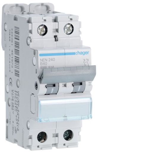 [HAG-NEN240] Disjoncteur 40A 2P 6-10kA Courbe B 2modules NEN240