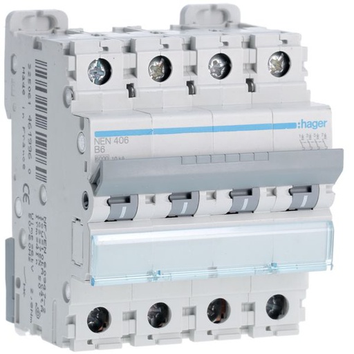 [HAG-NEN406] Disjoncteur 6A 4P 6-10kA Courbe B 4modules NEN406