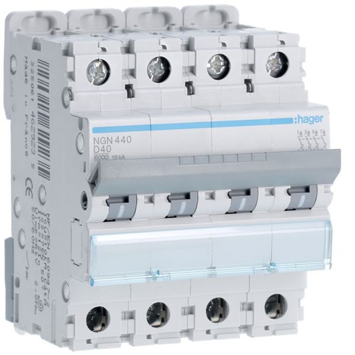 [HAG-NGN440] Disjoncteur 40A 4P 6-10kA Courbe D 4modules NGN440