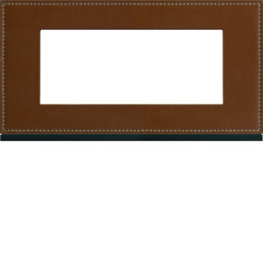 [HAG-WXP4905] Plaque de finition Gallery 5 modules Coffee leather entraxe 71 mm WXP4905