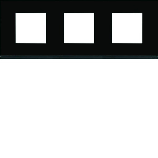[HAG-WXP4113] Plaque de finition Gallery 3 postes horizontale Midnight glass entraxe 71 mm WXP4113