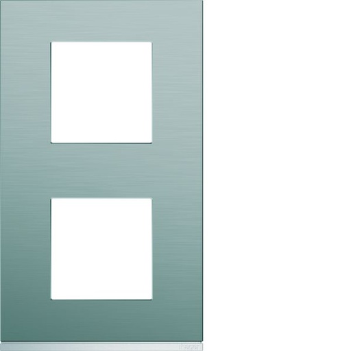 [HAG-WXP4242] Plaque de finition Gallery 2 postes Bright inox verticale entraxe 71 mm WXP4242