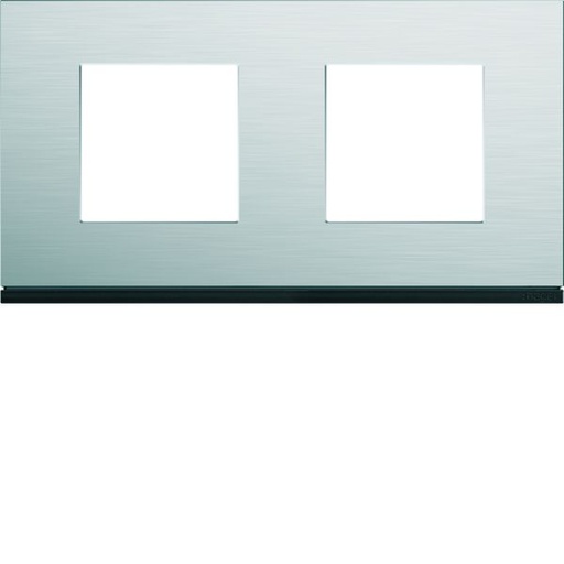 [HAG-WXP4312] Plaque de finition Gallery 2 postes Natural alu horizontale entraxe 71 mm WXP4312