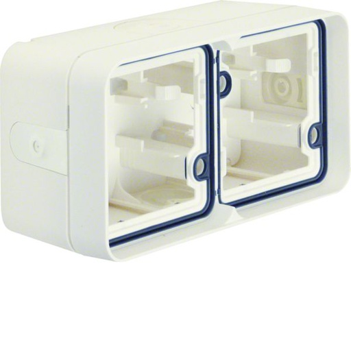 [HAG-WNA685B] cubyko Boîte double horizontale vide avec 4 entrées associable blanc IP55 WNA685B