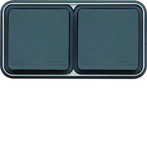 [HAG-WNE122] cubyko Prise double horizontale 2P+T encastré gris IP55 WNE122