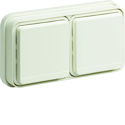 [HAG-WNE122B] cubyko Prise double horizontale 2P+T encastré blanc IP55 WNE122B