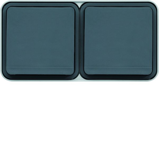 [HAG-WNC122] Prise de courant 2P+T double Cubyko étanche IP55 gris pose horizontale saillie WNC122