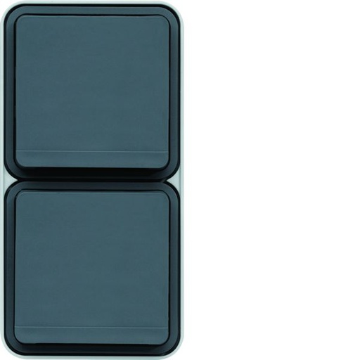[HAG-WNC132] cubyko Prise double verticale 2P+T saillie gris IP55 WNC132