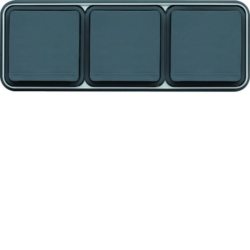 [HAG-WNE123] cubyko Prise triple horizontale 2P+T encastré gris IP55 WNE123