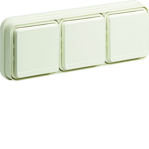 [HAG-WNE123B] cubyko Prise triple horizontale 2P+T encastré blanc IP55 WNE123B