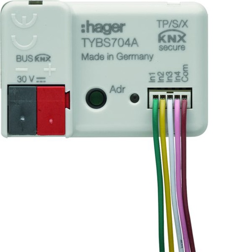 [HAG-TYBS704A] micromodule filaire 4 entrées contacts libres de potentiel, EASY/ETS, KNX Secure TYBS704A