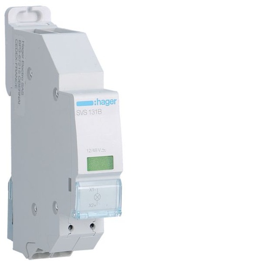 [HAG-SVS131B] Voyant LED 12-48V AC et DC Vert quickconnect passage de barre 1 module SVS131B