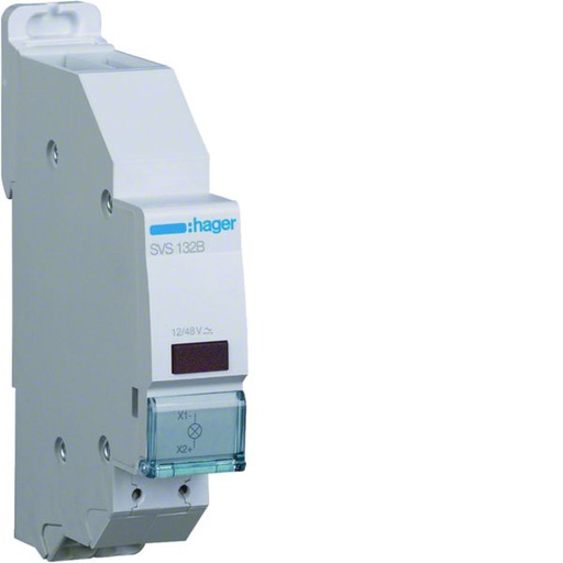 [HAG-SVS132B] Voyant LED 12-48V AC et DC Rouge quickconnect passage de barre 1 module SVS132B