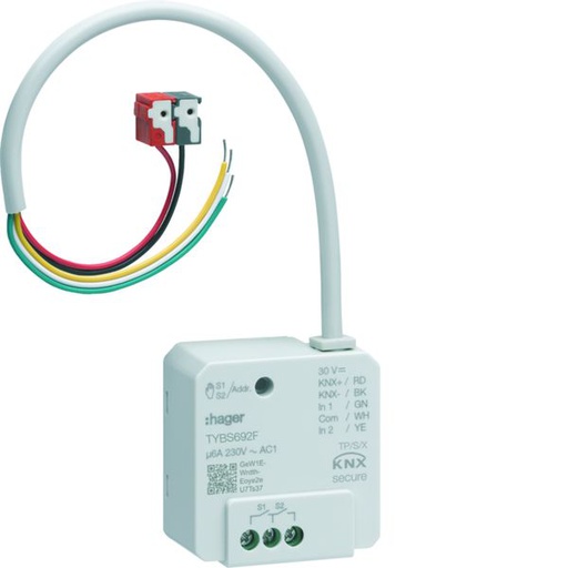 [HAG-TYBS692F] micromodule filaire 2 entrées, 2 sorties 6A ON/OFF, volet, Easy/ETS, KNX Secure TYBS692F