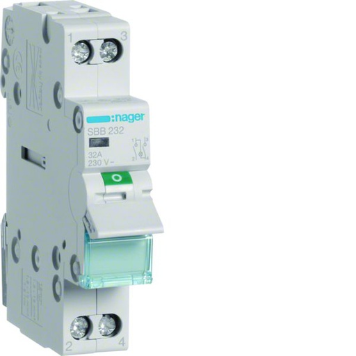 [HAG-SBB232] Interrupteur sectionneur à voyant LED Orange 32A 2P 1 module SBB232