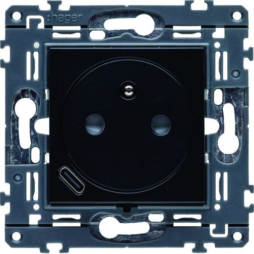 [HAG-WXF114N] Prise de courant affleurante 2P+T avec USB-C Night WXF114N