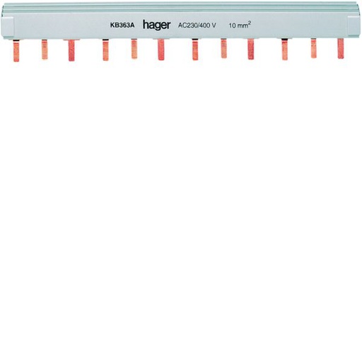 [HAG-KB363A] Barre de pontage 3P 63A à languette 10mm² 4modules KB363A
