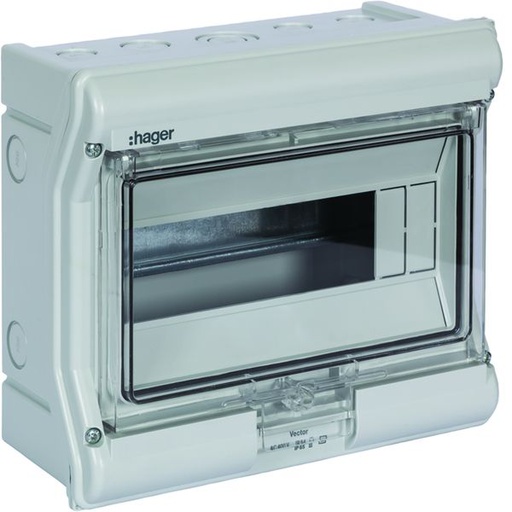 [HAG-VE110F] Coffret de distribution étanche Vector IP55, 1 rangée 8+2 modules 210x237x114mm VE110F