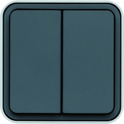 [HAG-WNC040EC] cubyko leaf double interrupteur va-et-vient étanche gris installation saillie WNC040EC