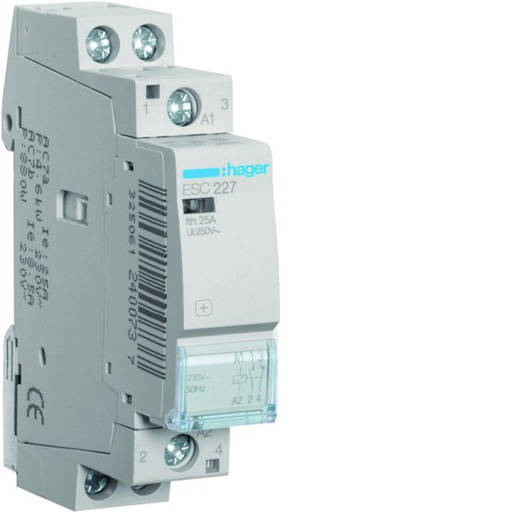 [HAG-ESC227] Contacteur 25A, 1F+1O, 230V 1 module ESC227