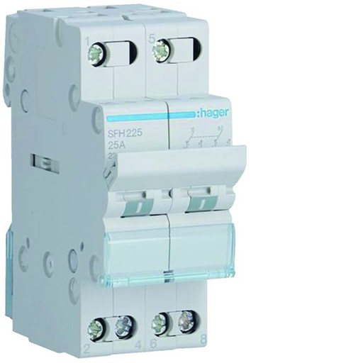 [HAG-SFH225] Inverseur sans point zéro commun amont 25A 2P 230 - 230VAC 2 module SFH225