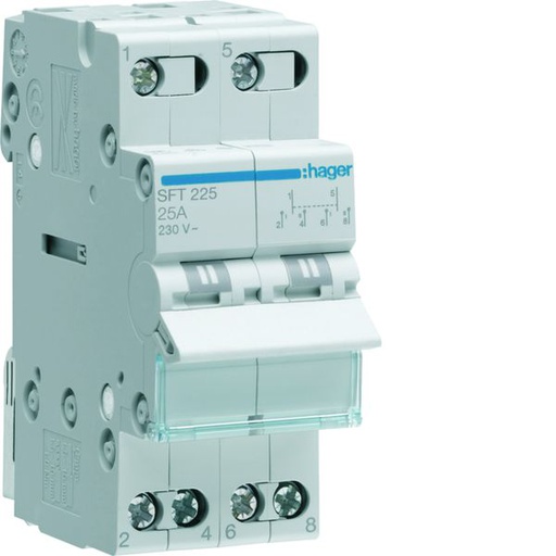 [HAG-SFT225] Inverseur avec point zéro 25A 2P 230 - 230VAC 2 modules SFT225