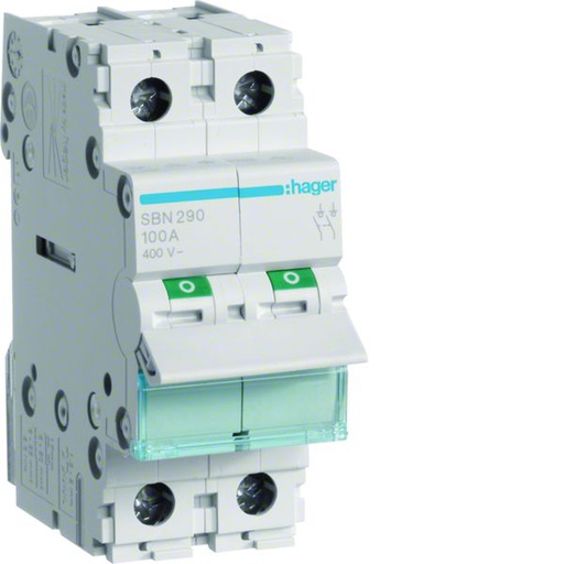 [HAG-SBN290] Interrupteur sectionneur 100A 2P 2 modules SBN290