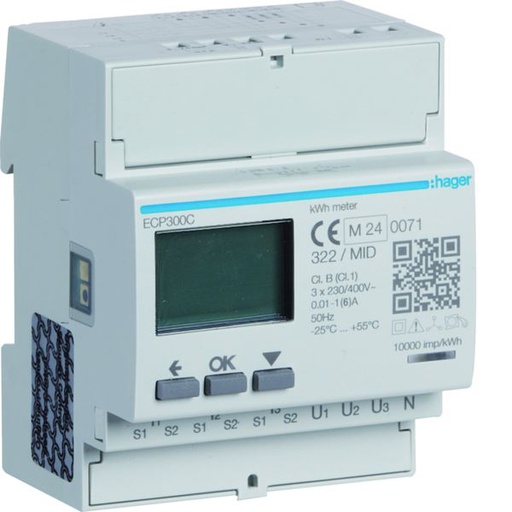 [HAG-ECP300C] Compteur d'énergie monophasé 80A communiquant MOBDUS RS485 bornes rapides RJ45 ECP300C