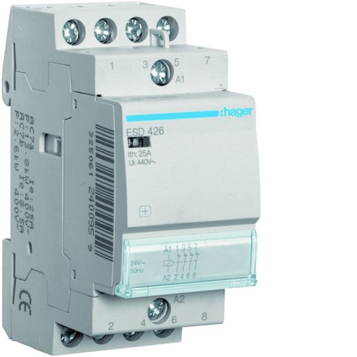 [HAG-ESD426] Contacteur sans commande manuelle 25A, 4O, 24V ESD426