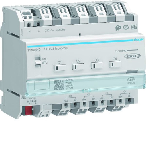 [HAG-TYAS664D] Passerelle 1 voie DALI2/KNX RGBW + variation de blanc broadcast easy/ETS TYAS664D