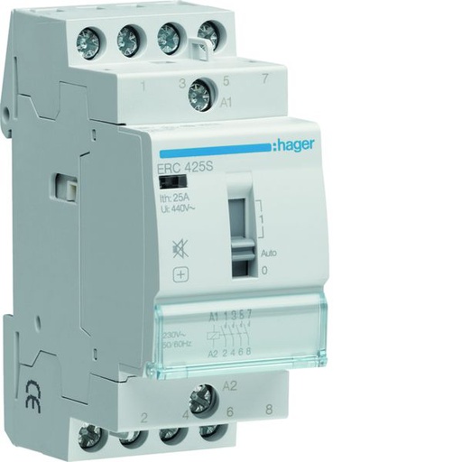 [HAG-ERC425S] Contacteur silencieux à commande manuelle 25A, 4F, 230V ERC425S