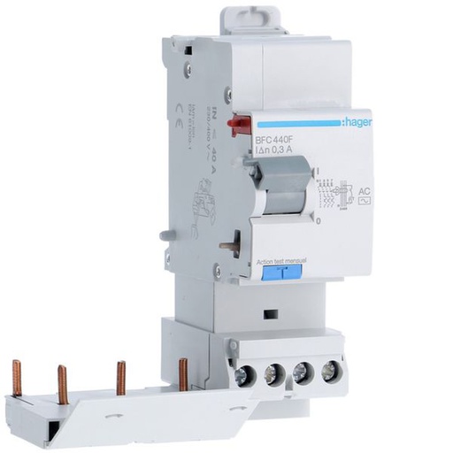 [HAG-BFC440F] Bloc différentiel 40A 300mA 3P+N type AC à bornes décalées BFC440F