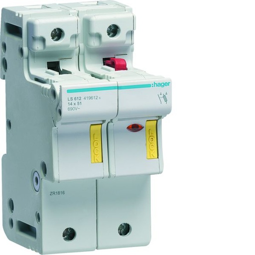 [HAG-LS612] Coupe circuit 1P+N 50A 690V L51 accessoriable 3 modules LS612