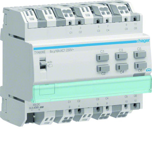 [HAG-TYA606E] Actionneur KNX 6 sorties 16A/230V capacitif avec mesure de courant, Mode ETS TYA606E