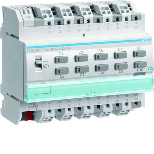 [HAG-TYA610A] Actionneur KNX 10 sorties 4A/230V configuration Mode ETS uniquement TYA610A